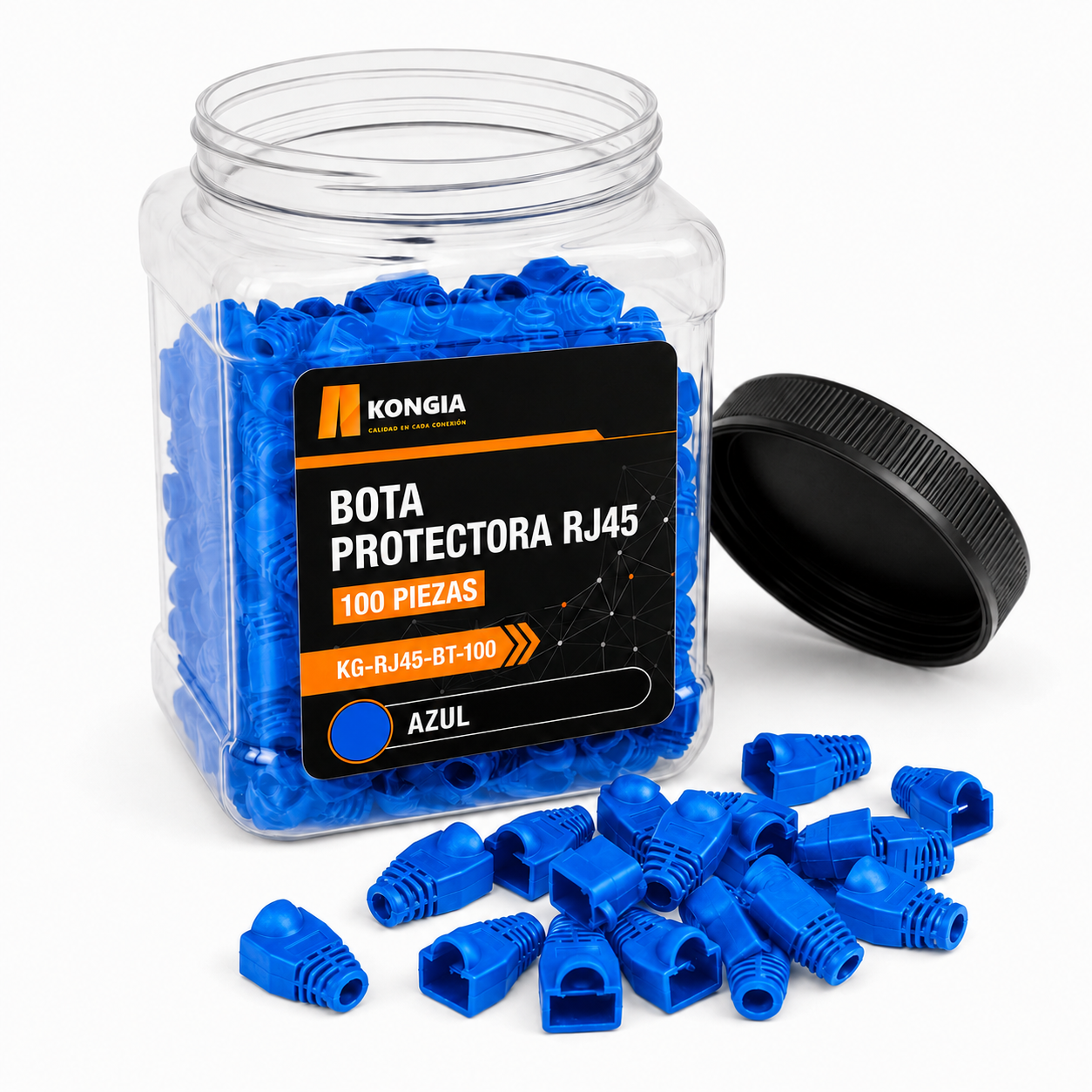 Bota Plástica para Protección de Plug RJ45, Bote 100 Piezas, Color