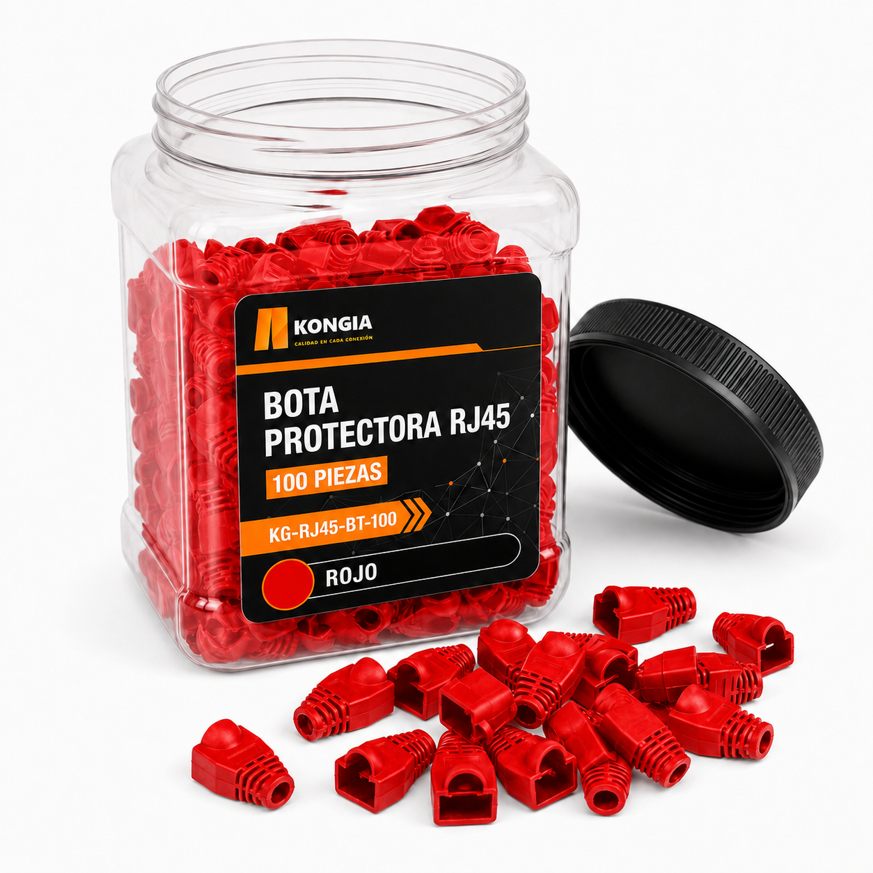Bota Plástica para Protección de Plug RJ45, Bote 100 Piezas, Color