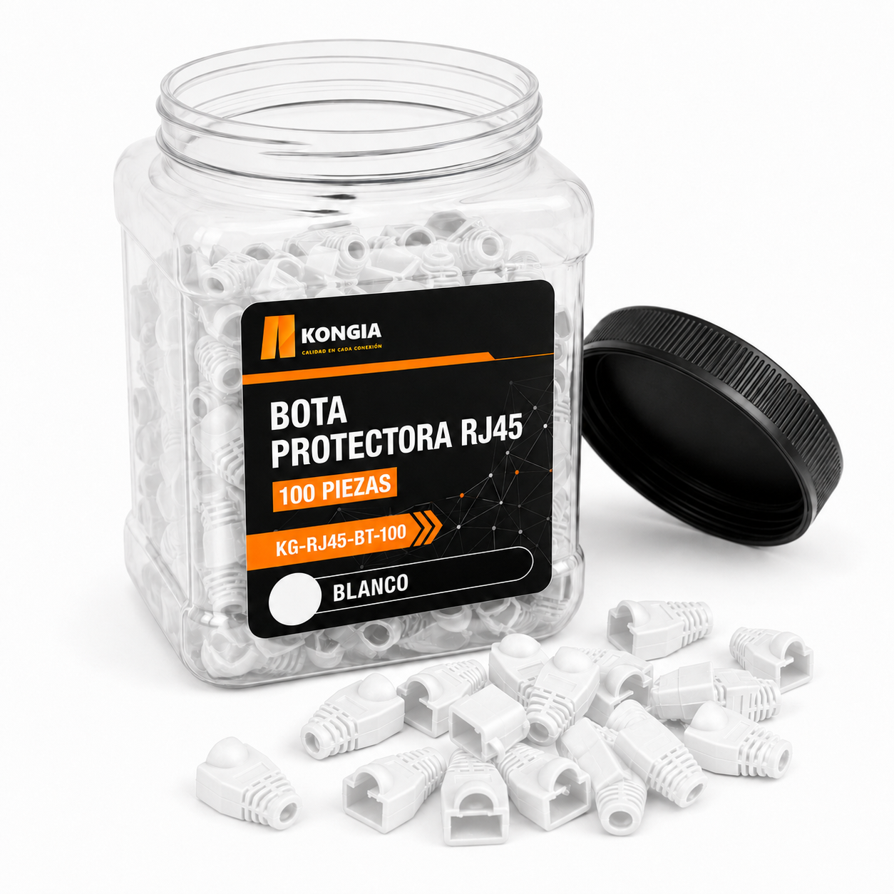 Bota Plástica para Protección de Plug RJ45, Bote 100 Piezas, Color
