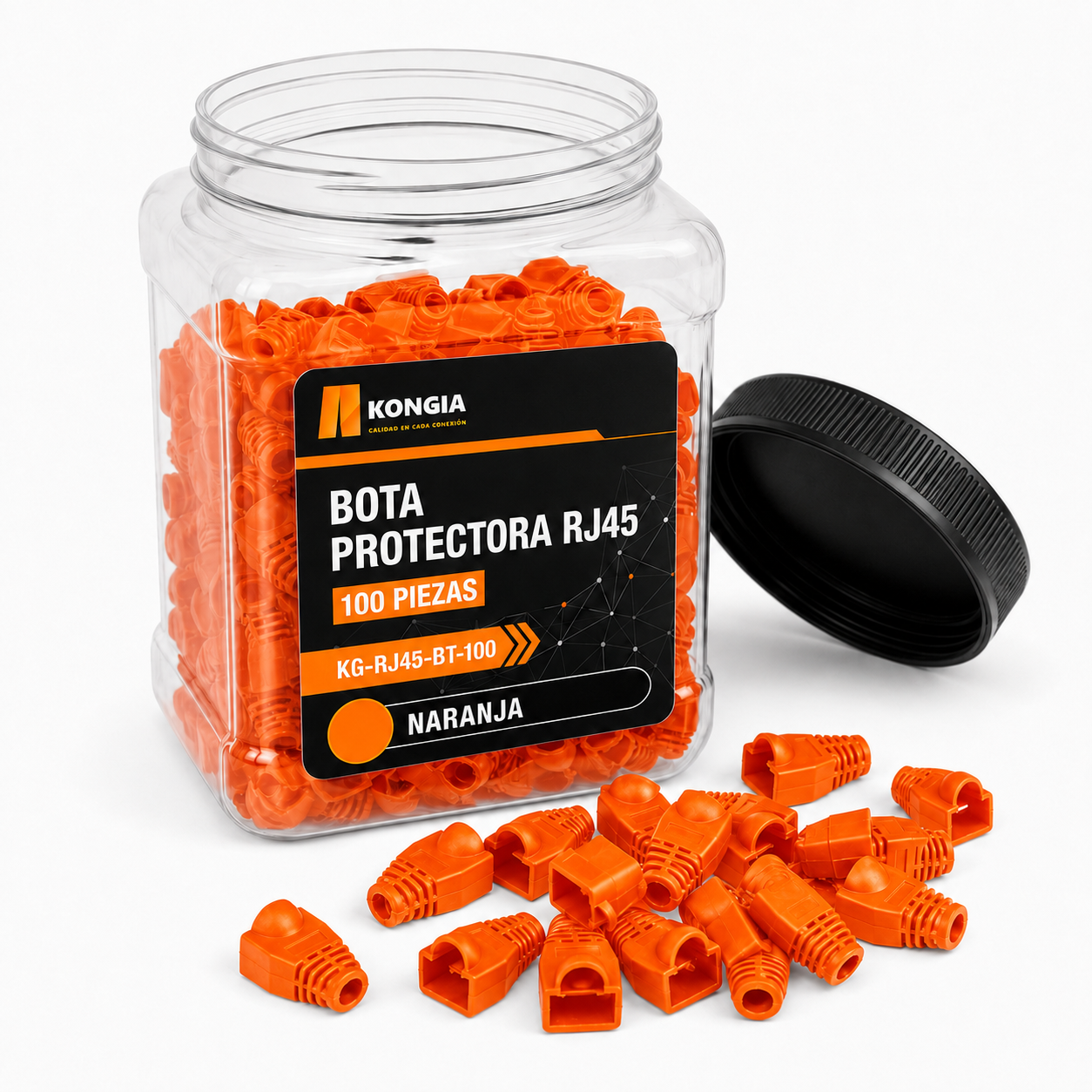 Bota Plástica para Protección de Plug RJ45, Bote 100 Piezas, Color