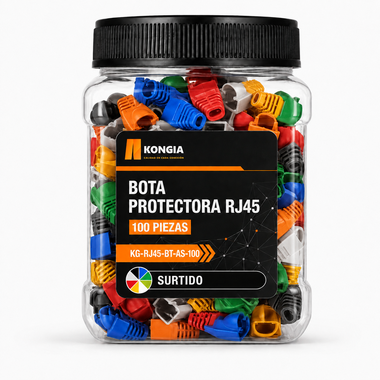 Bota Plástica para Protección de Plug RJ45, Bote 100 Piezas, Color Surtido