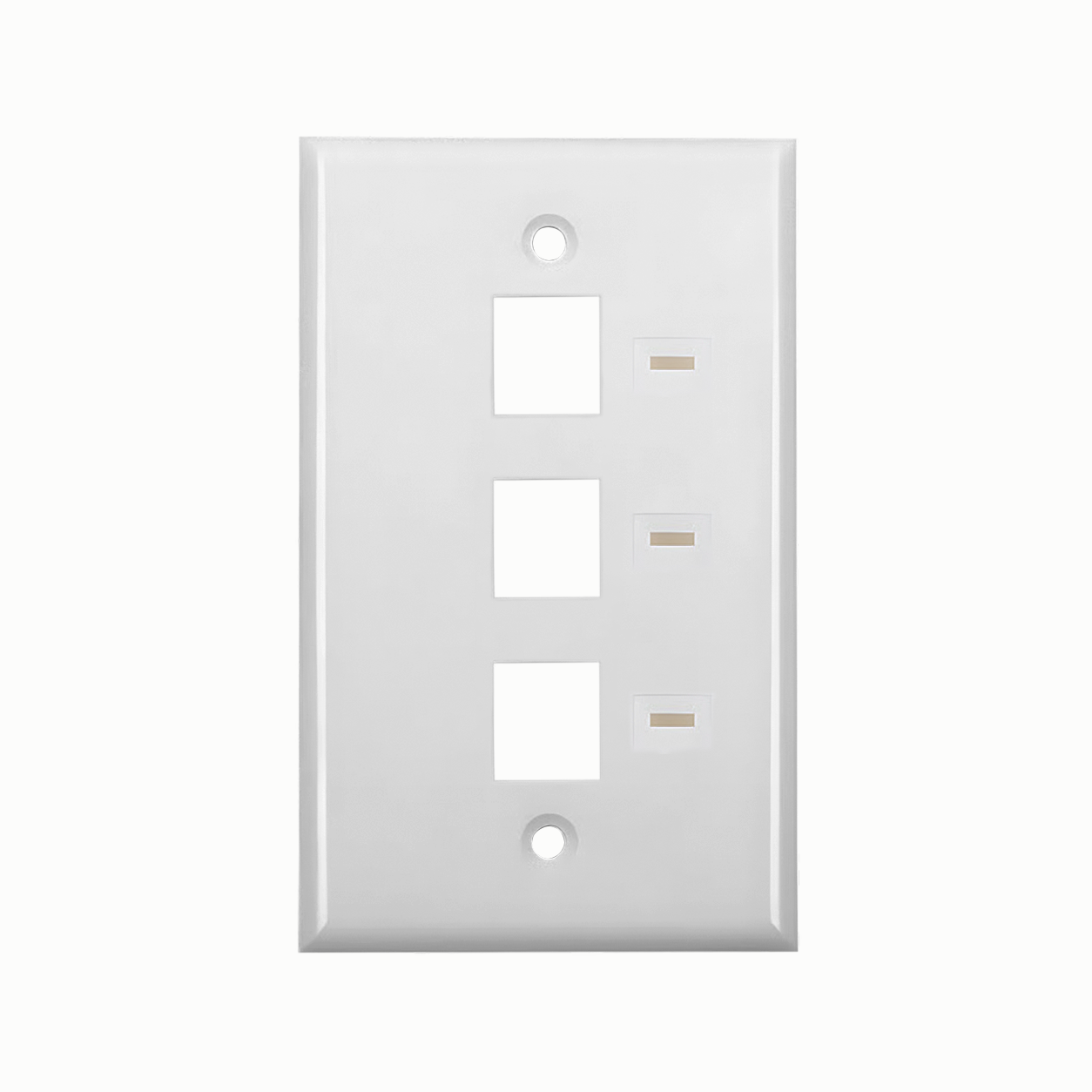 Placa de Pared para 3 Puertos Keystone, Espacio para Etiquetas, Color Blanco