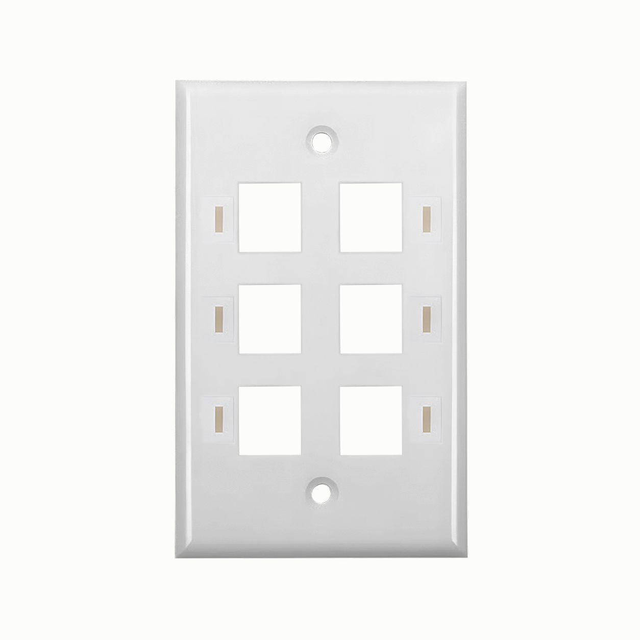 Placa de Pared para 6 Puertos Keystone, Espacio para Etiquetas, Color Blanco
